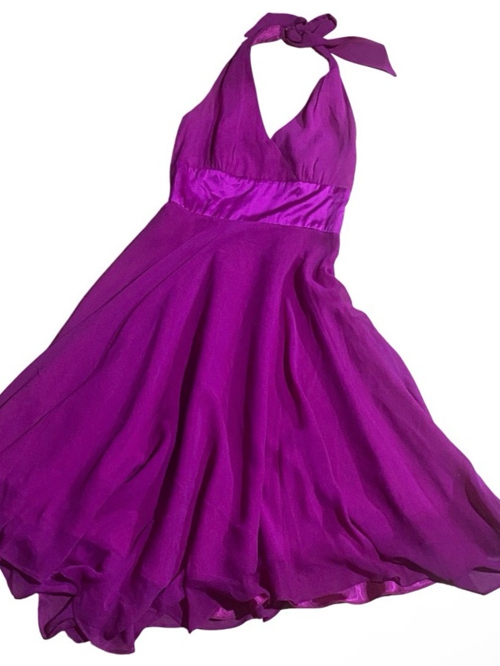Donna Ricco Silk Satin Dress in Magenta 8
